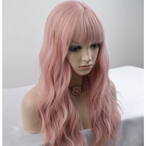 22inch Pink Long Curly Wigs